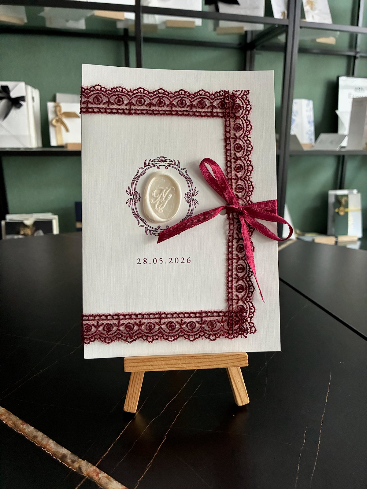 Express card - Wedding invitation "Château Blanc" - Set with ribbon
