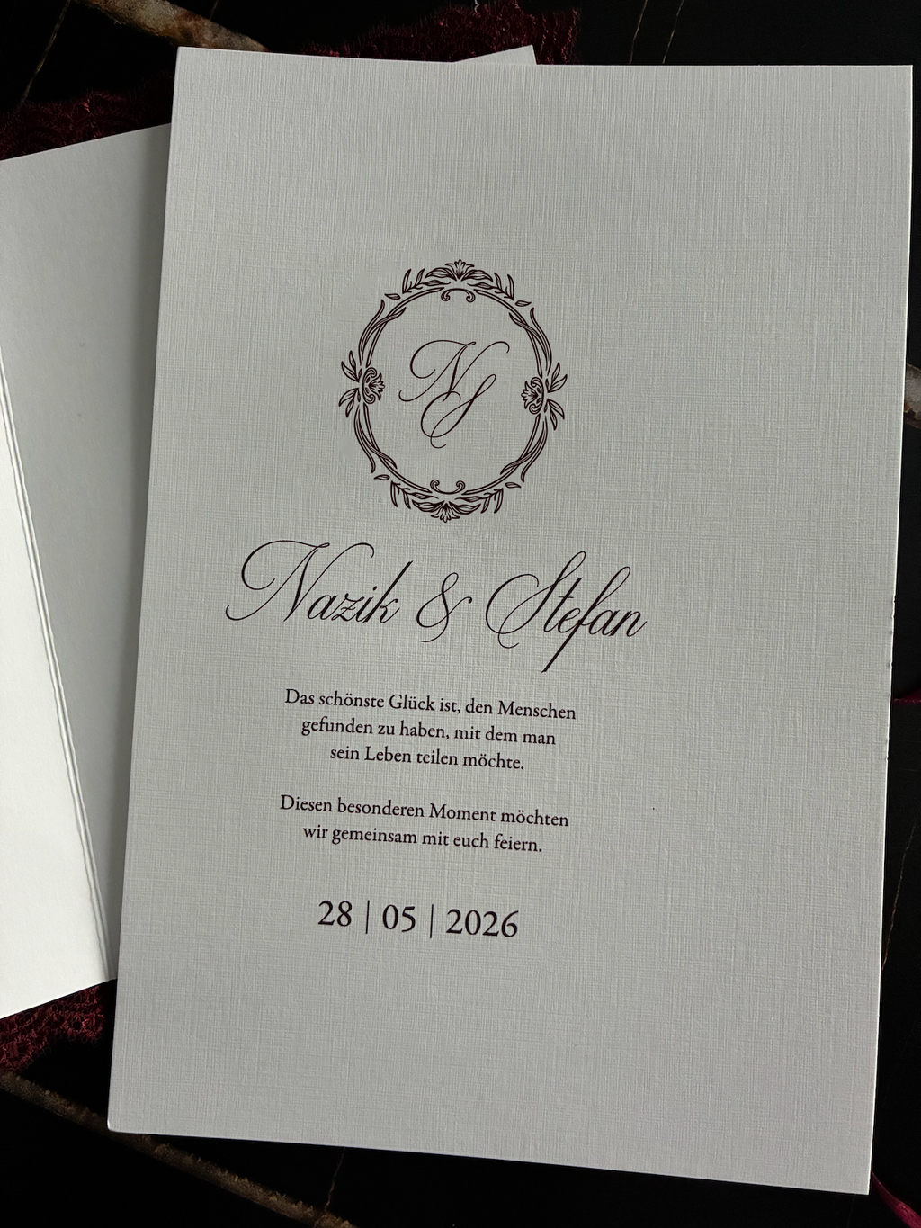 Express card - Wedding invitation "Château Blanc" - Set with ribbon