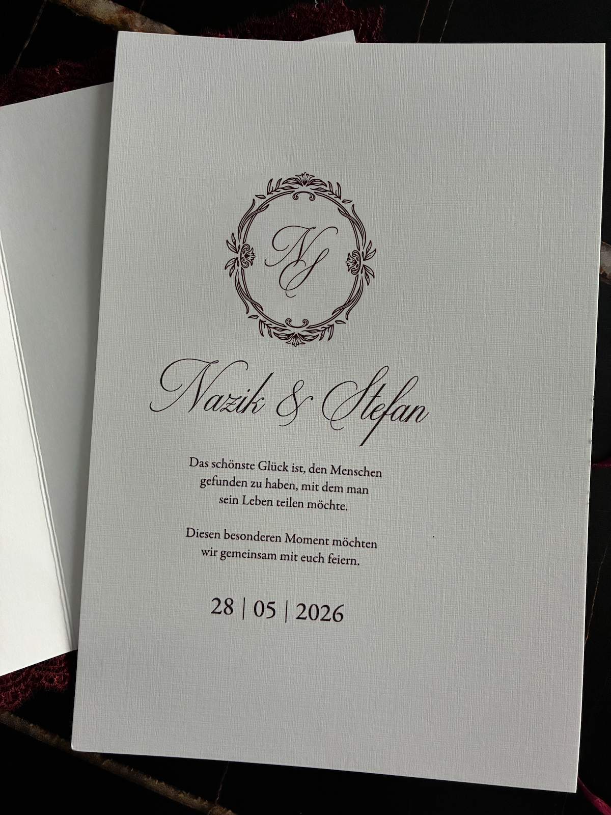 Express card - Wedding invitation "Château Blanc" - Set with ribbon