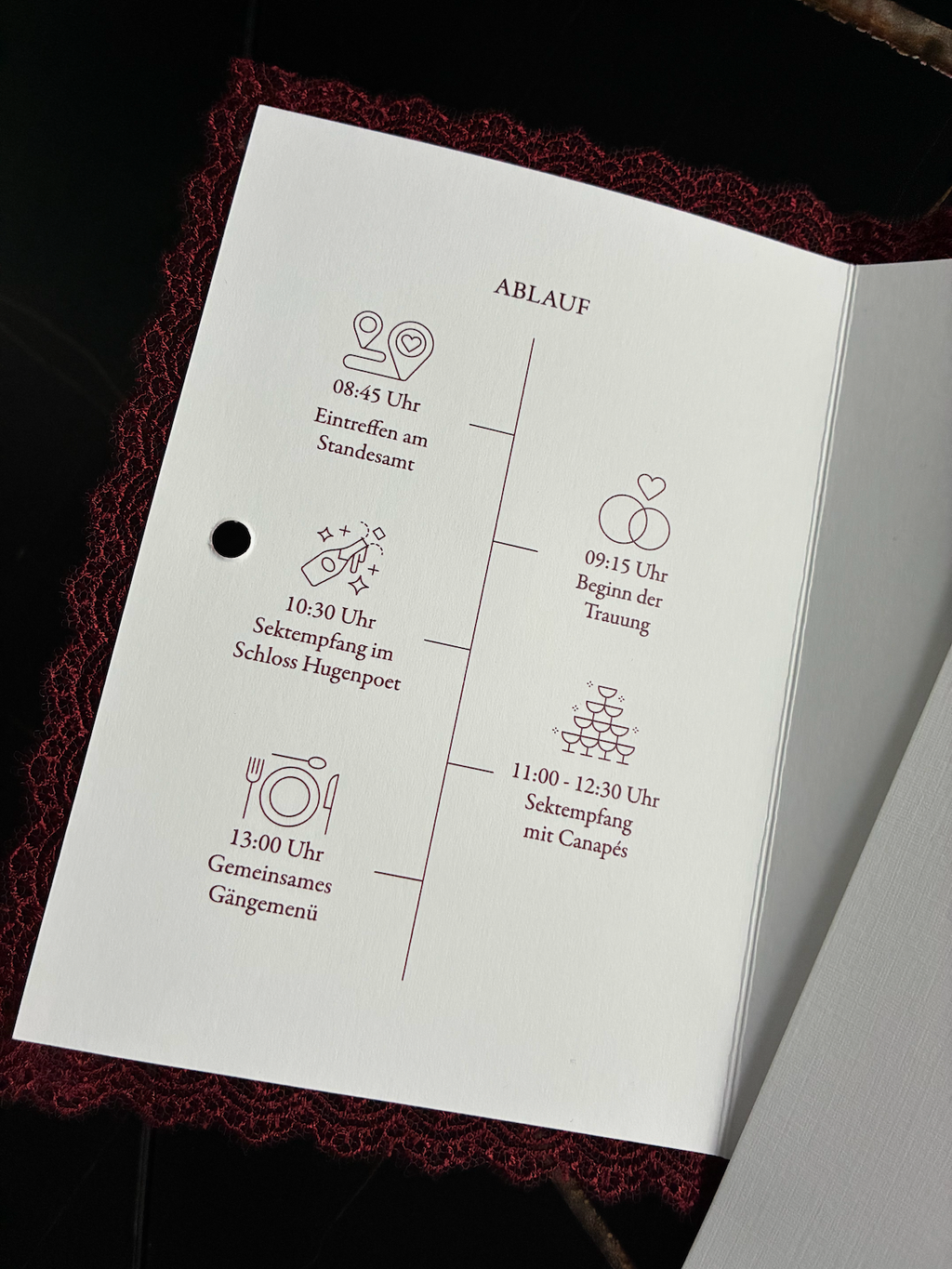 Express card - Wedding invitation "Château Blanc" - Set with ribbon