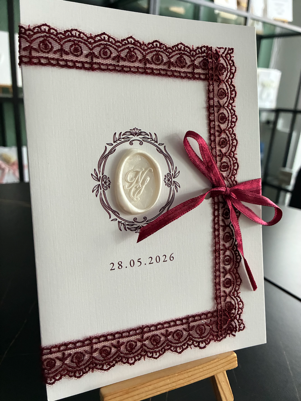 Express card - Wedding invitation "Château Blanc" - Set with ribbon