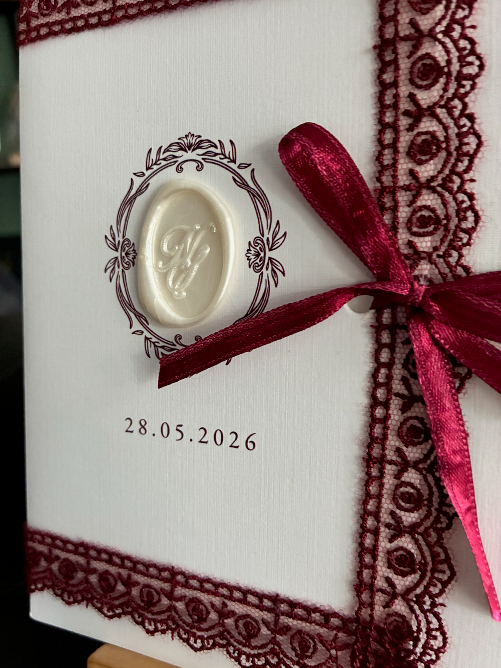 Express card - Wedding invitation "Château Blanc" - Set with ribbon