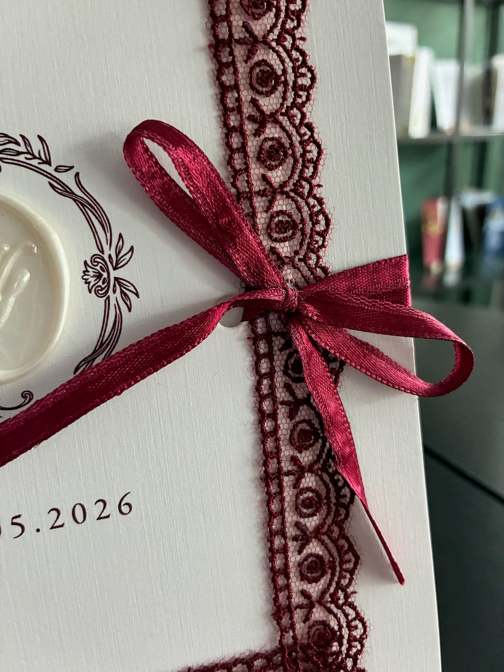 Express card - Wedding invitation "Château Blanc" - Set with ribbon