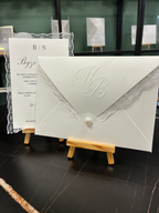 Wedding invitation "Luxe Minimal" with embossing and boho bow