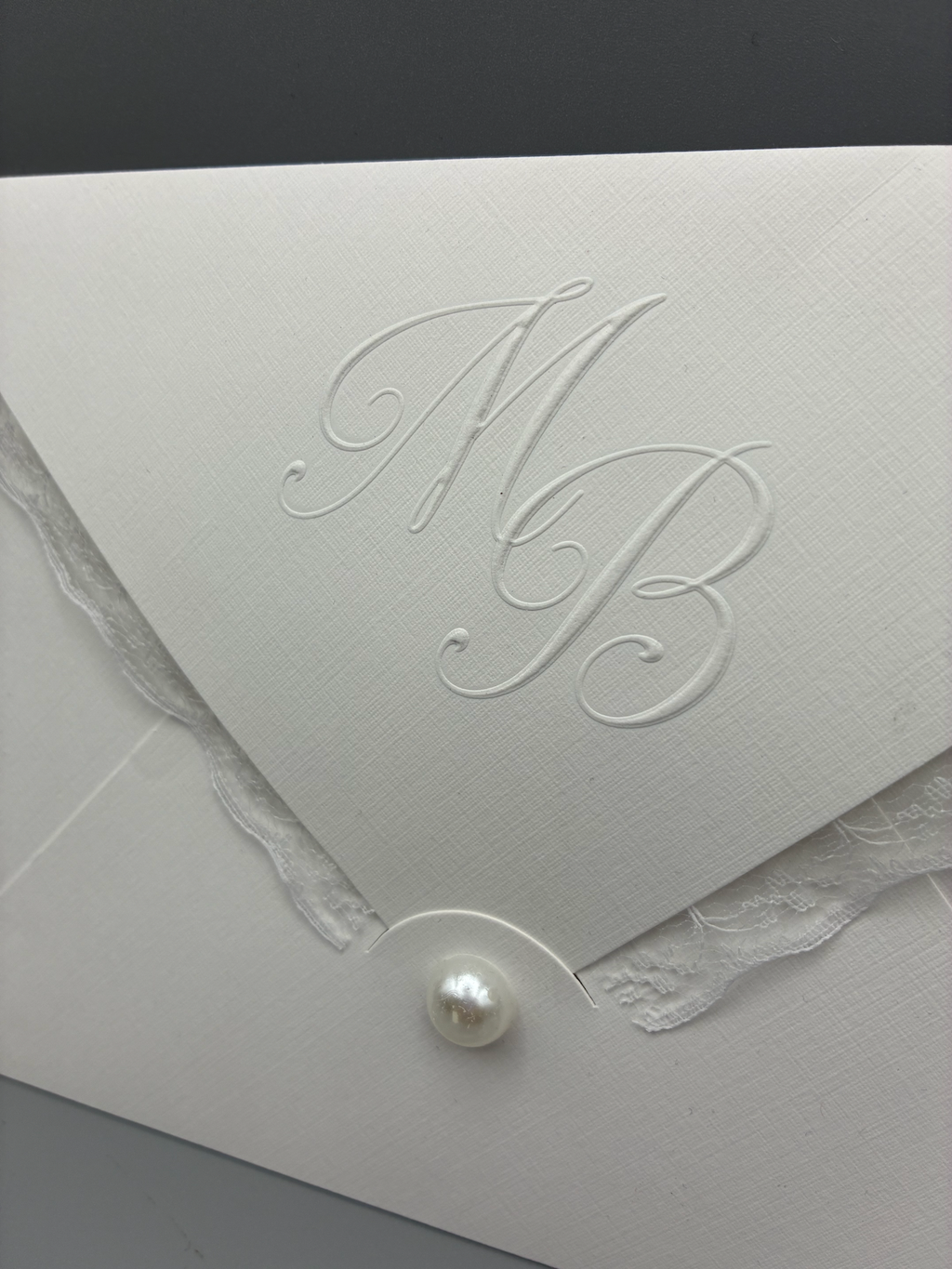 Wedding invitation "Luxe Minimal" with embossing and boho bow