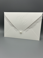Wedding invitation "Luxe Minimal" with embossing and boho bow