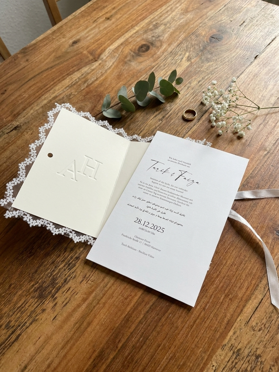 Wedding invitation "Our Names" with blind embossing