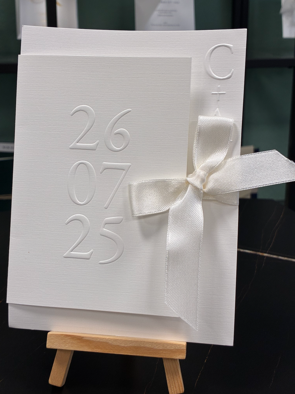Wedding invitation "Signature Royale" with embossing & ribbon